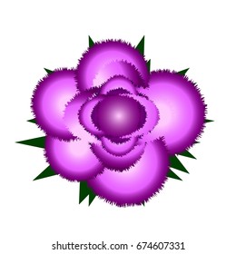 Pink rose icon on white background. Vector illustration.