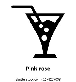 Pink rose icon vector isolated on white background, logo concept of Pink rose sign on transparent background, filled black symbol