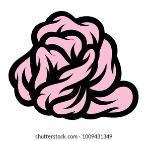 Pink rose isolated on white background. Vector illustration.
