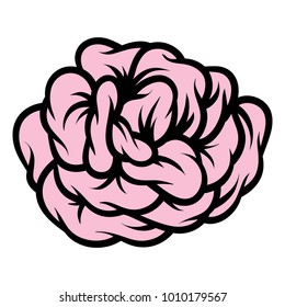 Pink rose isolated on white background. Vector illustration.