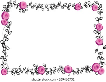 Pink Rose Leaf Border Stock Vector (Royalty Free) 269466731 | Shutterstock