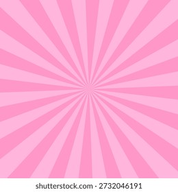 Pink rose light burst background with sunbeams. Invitation card template (party birthday invite). 