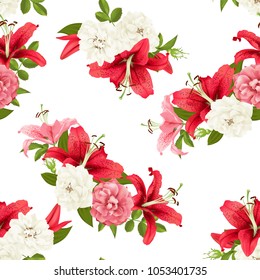 pink Rose and lily seamless pattern Vector