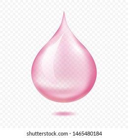 Pink rose oil drop. flower parfume essence symbol. Aroma spa concept. Vector illustration for Your design.