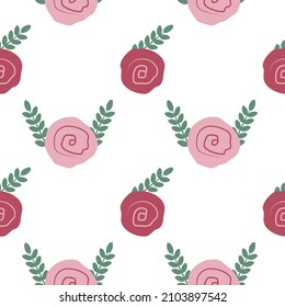 Pink rose on a white background. Seamless roses for valentine's day. Valentine's day illustration.