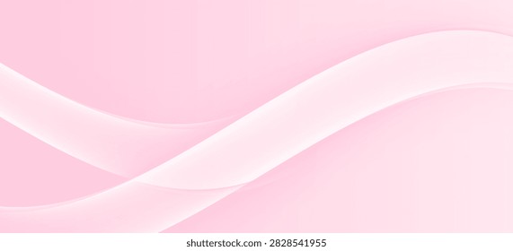 Pink rose peach white silk satin. Creases in fabric. Light luxury elegant background with space for design. Table top view, flat lay. Birthday, baby, newborn. Or a wedding, valentine.