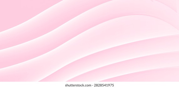 Pink rose peach white silk satin. Creases in fabric. Light luxury elegant background with space for design. Table top view, flat lay. Birthday, baby, newborn. Or a wedding, valentine.