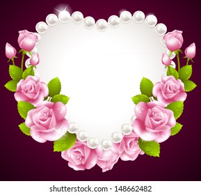  pink rose and pearls frame