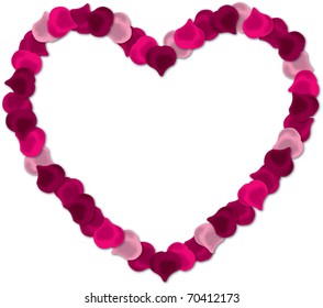 Pink rose petal heart vector image on a white background.