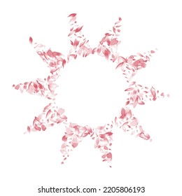 Fondo blanco del vector Petal rosa. Fondo de Apple Petal de Belleza Blanca. Enhorabuena por el sueño de Cherry Petal. Delicada textura de Petal Sakura.