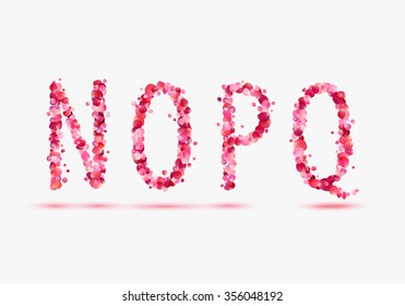 Pink rose petals alphabet. Part 4. Letters N, O, P, Q.