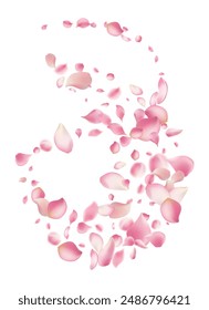 Pink rose petals fall on abstract floral background with gorgeous rose petal greeting card design,Flower flying background,cherry blossom