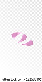 Pink Rose Petals Falling Down. Isolated Vector illustration of Rose Petals. Flying Pink Sakura Blossom Background. Design of Greeting or Invitation Card. 
