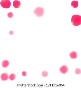 Pink rose petals falling vector valentine background. Romantic showering flower bloom parts vector. Crimson rose red pink petals spa background. Wedding invitation or natural cosmetics design.