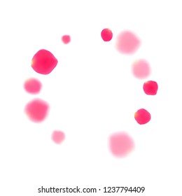 Pink rose petals falling vector valentine background. Natural showering flower blossom parts vector. Crimson rose red pink petals spa background. Anniversary or natural cosmetics design.