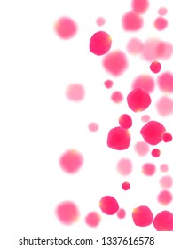 Pink rose petals falling vector valentine background. Romantic showering flower bloom parts vector.  
