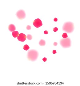 Pink rose petals falling vector valentine background. Creative showering flower bloom parts vector. Crimson rose red pink petals spa background. Anniversary or natural cosmetics design.