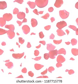 Pink rose petals. Seamless pattern background. Valentines day. Vector illustration. Wedding