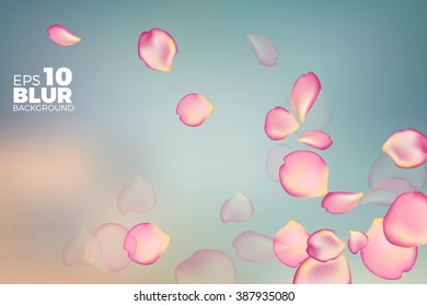 pink rose petals in soft color and blur style vector background 