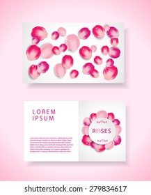 Pink rose petals visiting card.