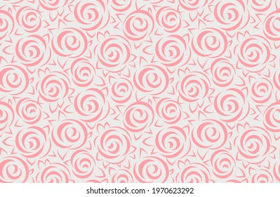 Pink rose seamless pattern. Simple pink vector illustration