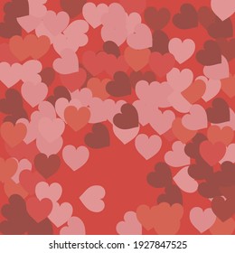 Rosa Rose Einfache romantische Hochzeitskunst. Pastellfarbene Illustration Saint-Valentine Art. Pinky Coral Red Modern Art Muster. Mehrfarbige Orange Sexy Dark Hearts Love Confetti Vector Print.