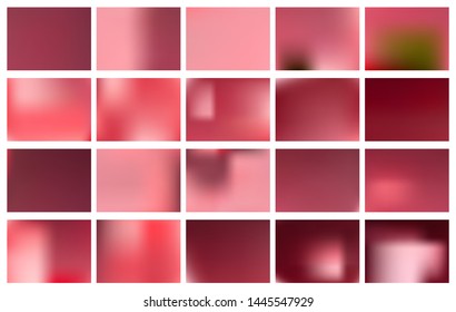 Pink rose smooth backgrounds set. Abstract blurry gradient for Greeting Card, Invitation, cover, product presentation, poster, banner. Horizontal vector texture. 
