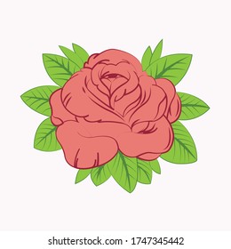 Rosa Rose, umgeben von Leaves Vector Design  