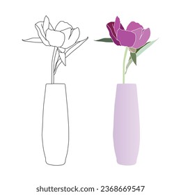 Pink rose in a vase vector illustration