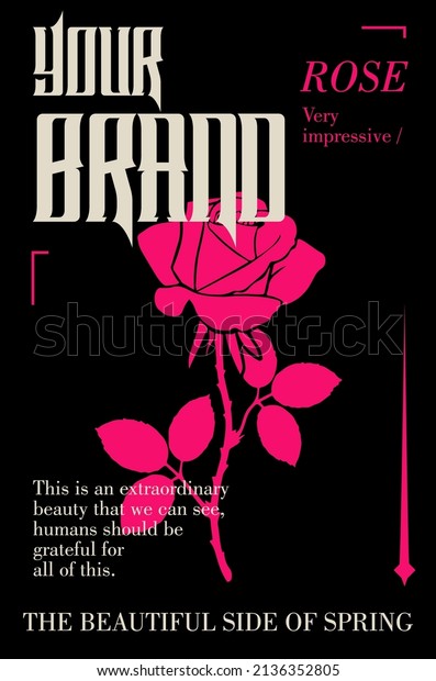 Pink rose\
vector art for streetwear graphic\
design