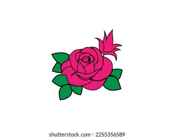 diseño e ilustración del vector rosa rosado. rosa rosa rosa con hojas. ramo de rosas rosas rosas.