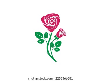 diseño e ilustración del vector rosa rosado. rosa rosa rosa con hojas. ramo de rosas rosas rosas.