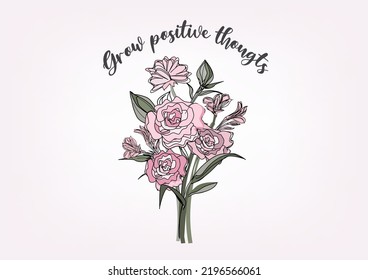pink rose vector hand drawn design