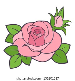 Pink rose. Vector illustration.