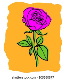 Pink rose vector illustration drawing by hand