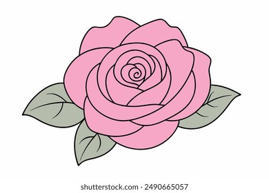 Pink Rose Vector Illustration icon logo