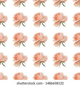 Pink Rose. Vector illustration. Seamless background pattern. Floral botanical flower. Wild leaf wildflower isolated. Exotic tropical hawaiian jungle. Fabric wallpaper print texture.