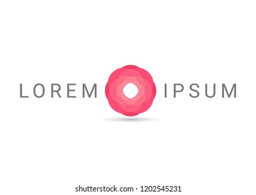 pink rose vector logo design template, minimal layer flower icon, floral abstract sign, vector illustration