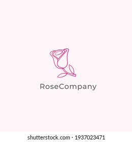 Pink rose vector logo. Rose emblem