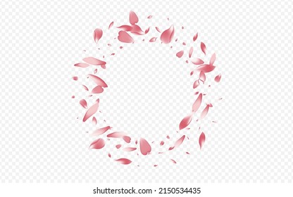 Pink Rose Vector Transparent Background. Confetti Garden Pattern. Petal Rain Banner. Tree Flutter Illustration. Bright Lotus Fly Template.