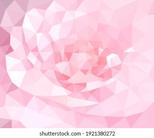 Pink rose wallpaper wedding background. Purple red flora plant geometric banner. Light Magenta low polygon backdrop.