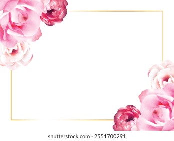 Pink rose watercolor floral frame background. Pink Rose Watercolor Floral Frame Background for Wedding, Invitations, or Design Projects