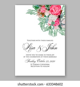 Pink rose wedding invitation
