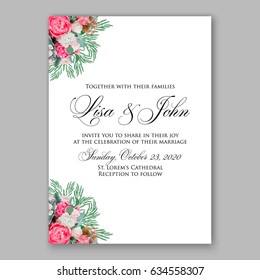Pink rose wedding invitation
