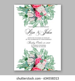 Pink rose wedding invitation
