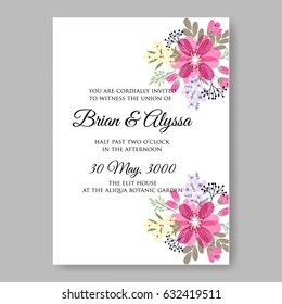 Pink rose wedding invitation vector template