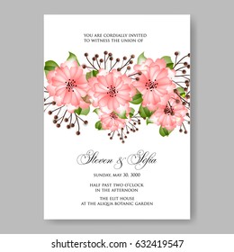 Pink rose wedding invitation vector template