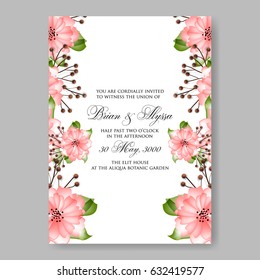 Pink rose wedding invitation vector template