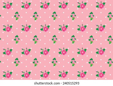 Pink rose and white dots on pink tone color for wallpaper or background. vector illustration 