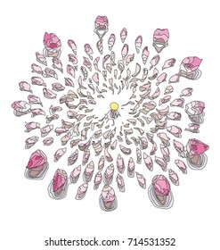 Pink roses and elements